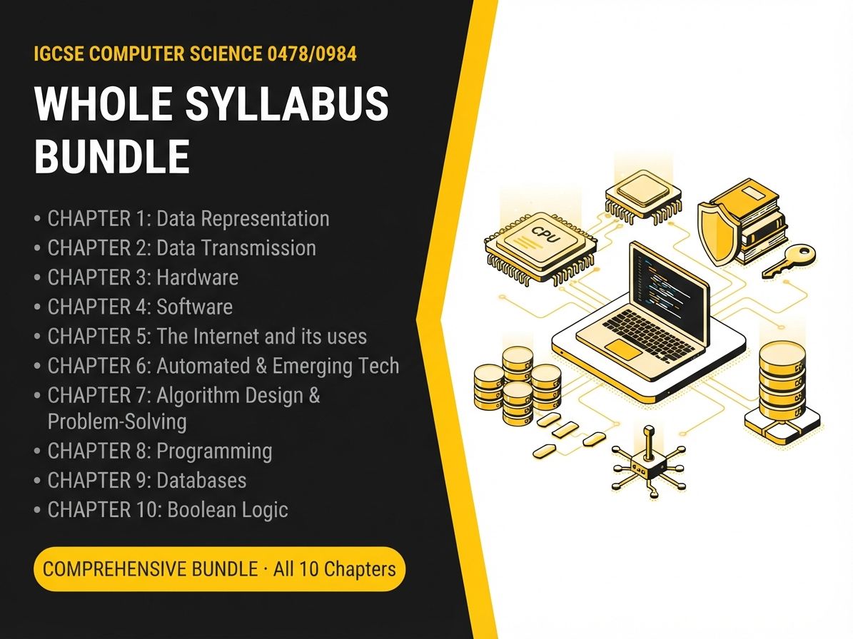 Cambridge IGCSE Computer Science (0478) Complete Course Bundle – 52 lessons, worksheets and answers