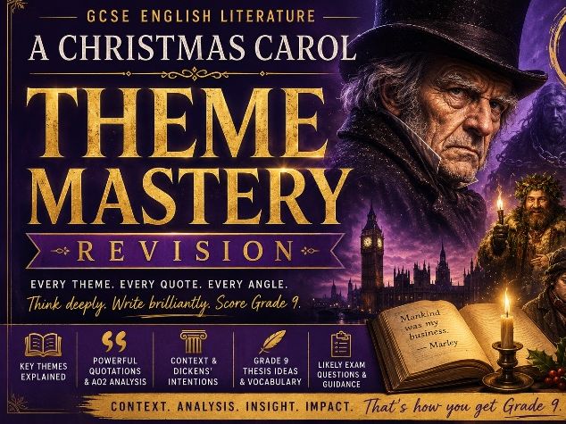 A Christmas Carol Theme Mastery Revision | GCSE English Literature Grade 9 Pack