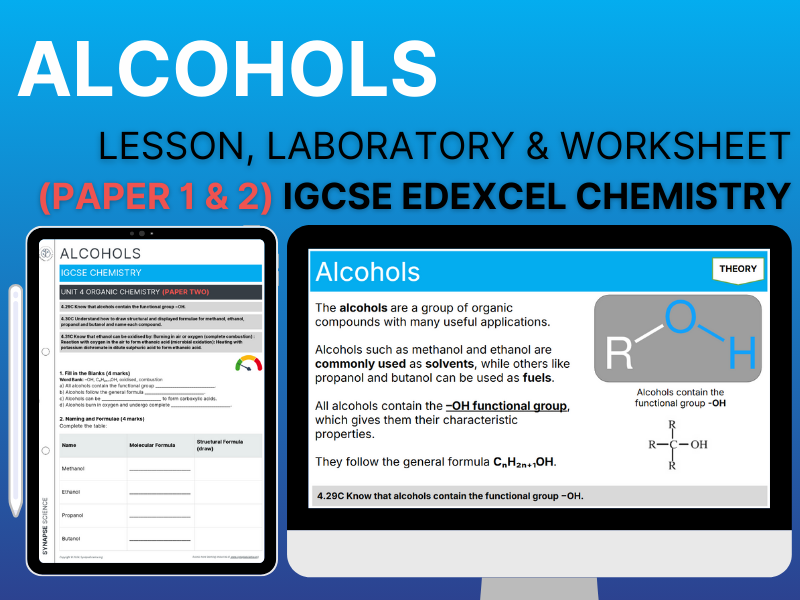 Alcohols (Triple) – Lesson & Worksheet – Unit 4 – IGCSE Chemistry