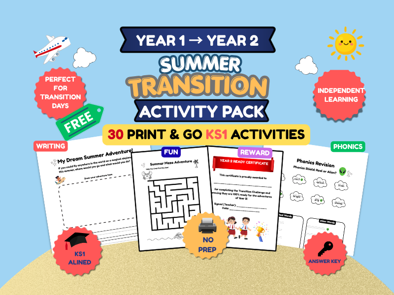 FREE KS1 Transition Activities | Year 1 to Year 2 Sample Pack