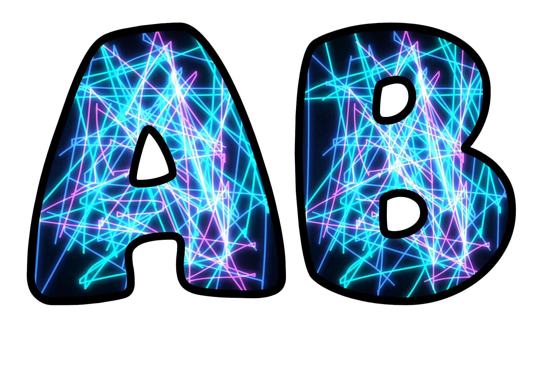 Neon Tangle Cool Bubble Letters | Bulletin Board Letters | Printable A ...