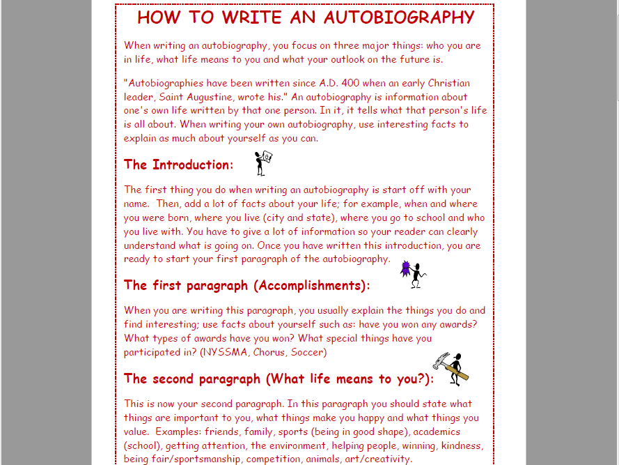 autobiography writing tes