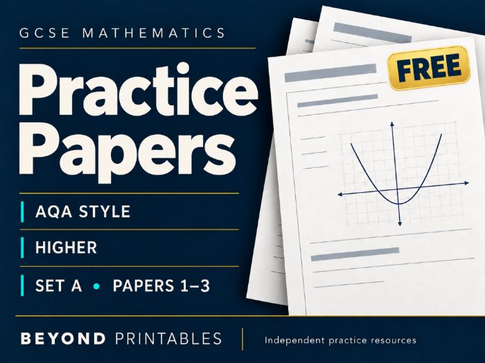 FREE GCSE Maths AQA-style Higher Set A: Papers 1, 2 and 3 + Mark Schemes