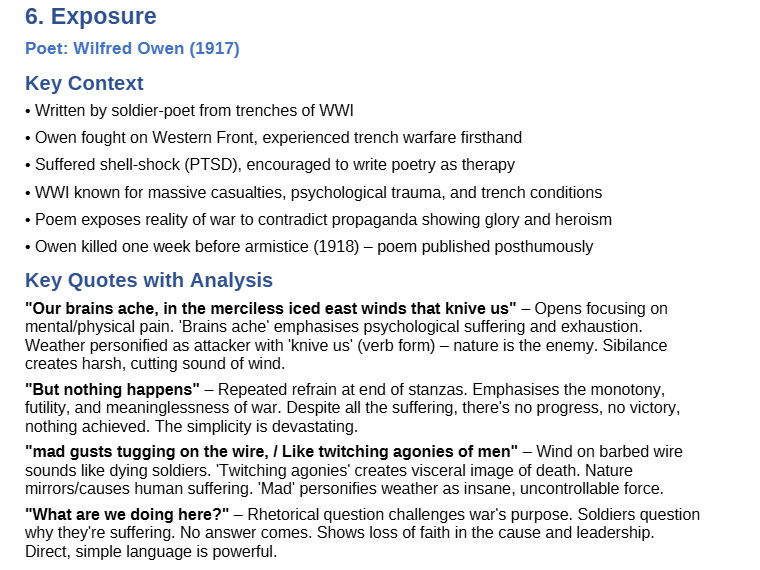 English Literature Power & Conflict Poetry Anthology AQA - ALL POEMS BUNDLE