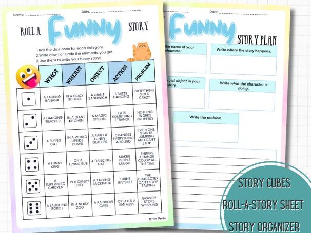 Roll a funny story – ESL Roll the Dice Speaking & Writing Activity | Creative Writing Game