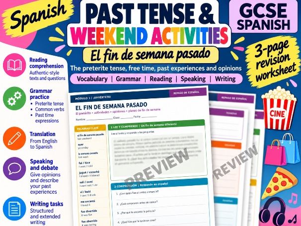 GCSE Spanish Preterite Revision Worksheet | Weekend Activities, Reading & Translation