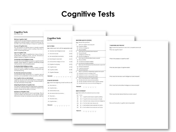 Cognitive Tests | Teaching Resources