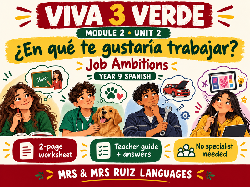 Year 9 Spanish Cover Lesson | Viva 3 Verde Module 2 Unit 2 | ¿En qué te gustaría trabajar?