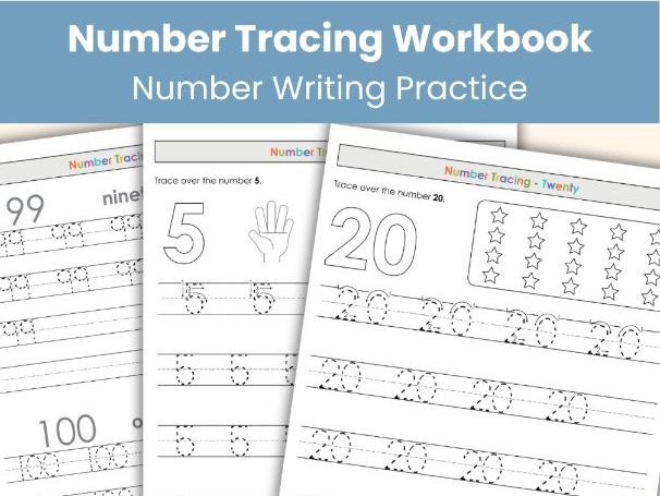 Number Tracing Workbook 0–100 | Handwriting Practice Worksheets | Printable Resource