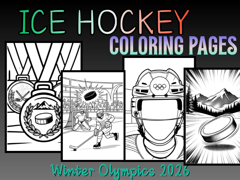 Ice Hockey Coloring Pages, Winter Olympics 2026 Milan Cortina, Kids Sports Craft