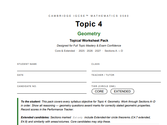 Cambridge IGCSE Mathematics 0580 – Topic 4: Geometry | Full Topic (Core ...
