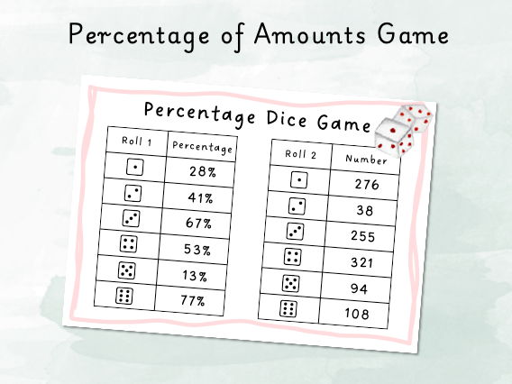 Percentages of Amounts Game