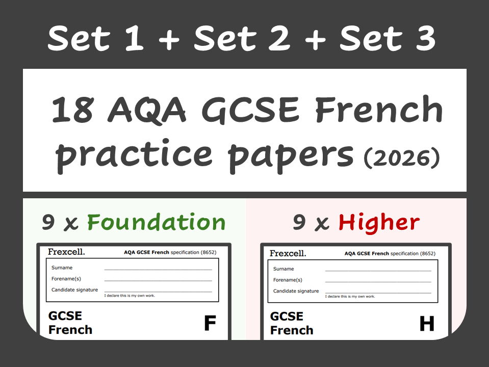 AQA GCSE French (2026) – Foundation & Higher Practice Paper Bundle (Sets 1, 2, 3)