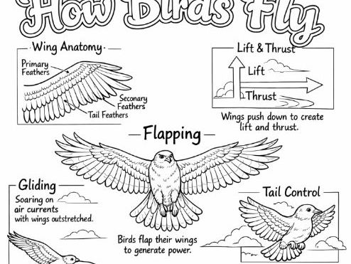 How Birds Fly Informative Colouring Sheet - Science and Environment
