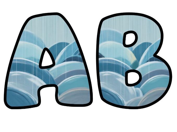 Soft Blue Rain Pastel SEL Calming Themed Lettering Set | Classroom Display | Upper & Lowercase, 0-9