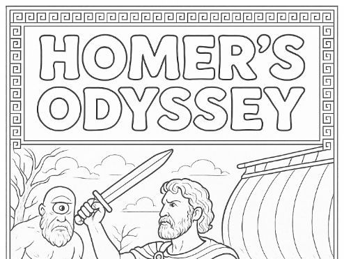 Homer's Odyssey Colouring Page Greek Mythology