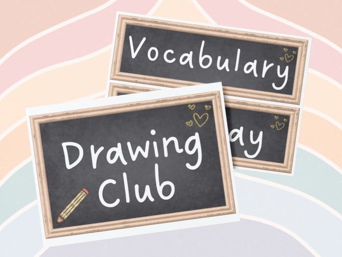 Display - Chalkboard Drawing Club Titles