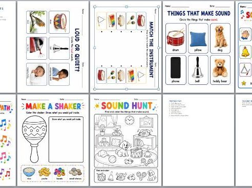 Sound & Music Worksheets and Activities for Pre-K