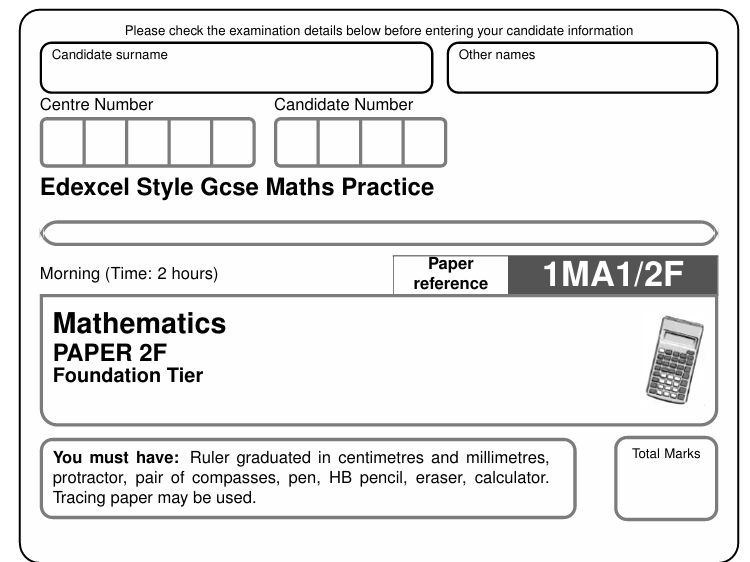 A GCSE Calculator Foundation Tier Maths Mock Paper