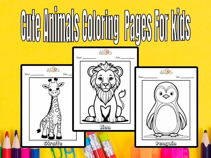Cute Animals Coloring Pages For Kids, Coloring Activities