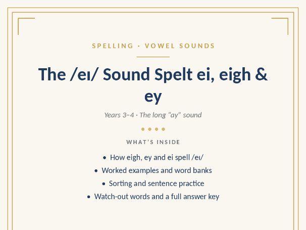 The /eɪ/ Sound Spelt ei, eigh and ey