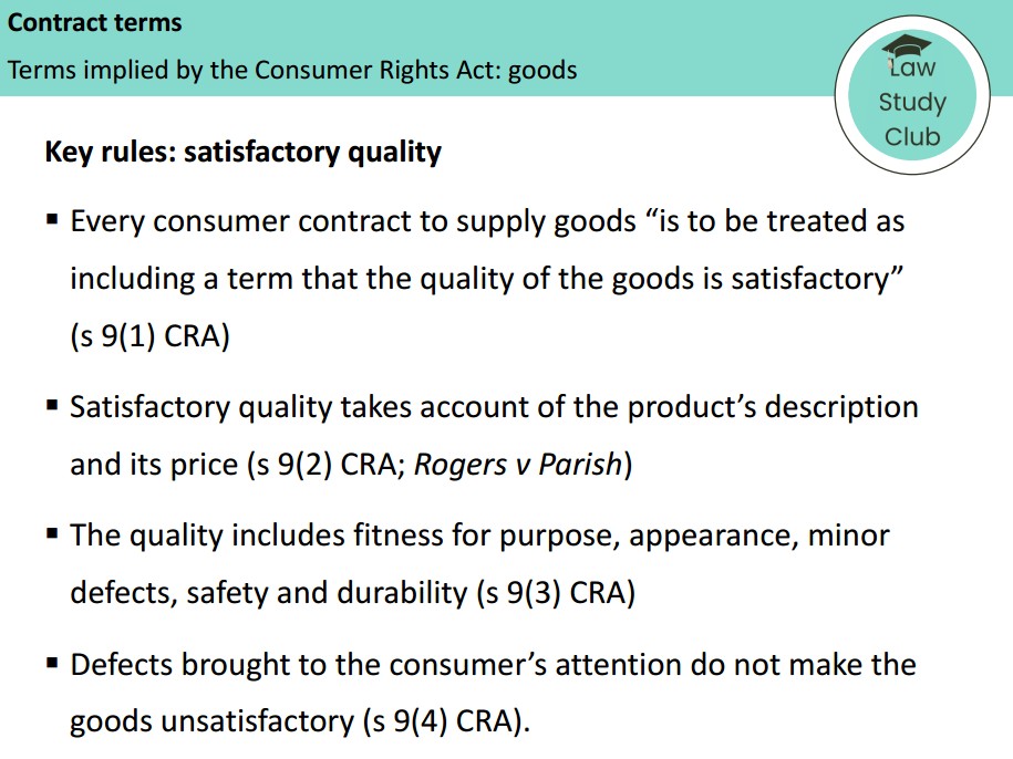 Contract terms (consumer contracts) - lesson slides (AQA A-level law)