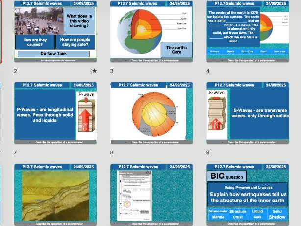 AQA GCSE Physics P12.7 – Seismic Waves | Editable Lessons, Worksheets & Answers + Free AI Marking