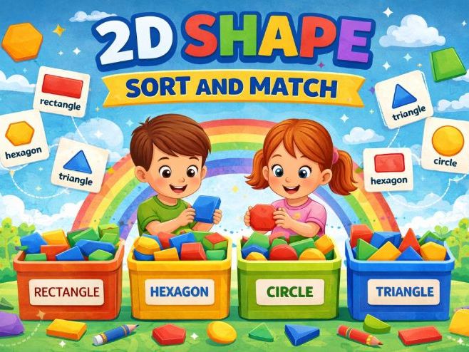 2D Shape Sort and Match Activity | Fun EYFS & KS1 Geometry Worksheets