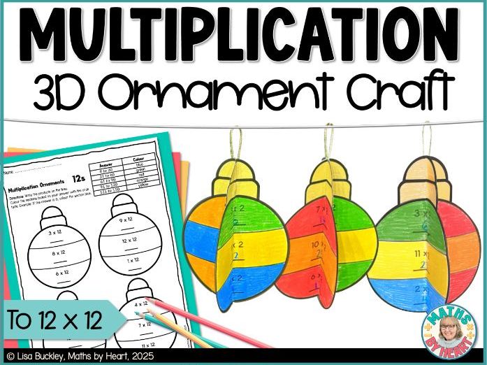 Colour by Number Multiplication Christmas Bauble
