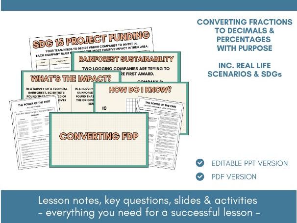 Converting Fractions, Decimals & Percentages | Lesson Notes, Slides & Activities