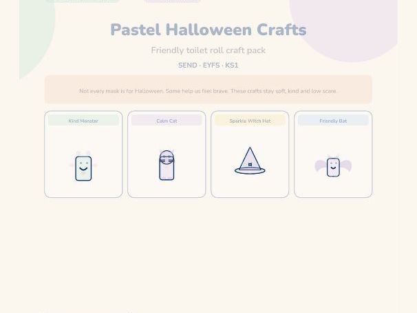 Pastel Halloween Crafts SEND EYFS KS1, Friendly Toilet Roll Craft Pack