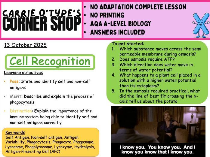 Cell Recognition and Phagocytosis - AQA A-Level Biology