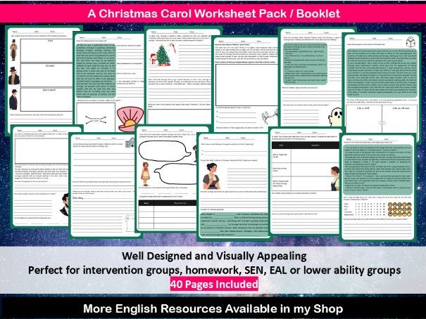 A Christmas Carol Worksheet Pack / Booklet