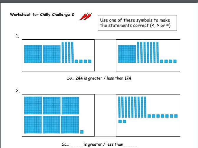 Comparing 3 digit Numbers Represented By Base 10 And Place Value 