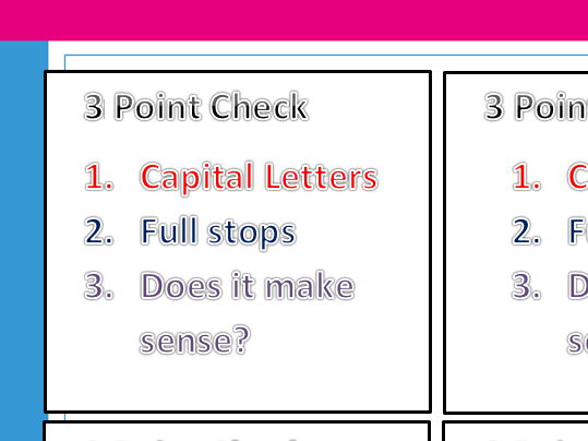 Reminders for basic skills in writing - Three point check