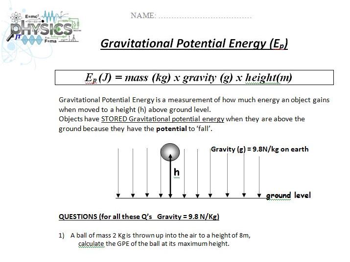 Gravitational Potential Energy Calculations