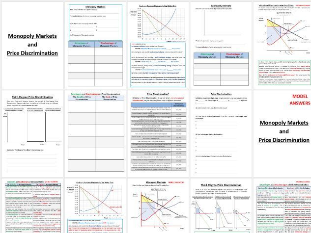 Monopoly Market & 3rd Degree Price Discrimination A-Level Work Booklet (Edexcel and AQA)