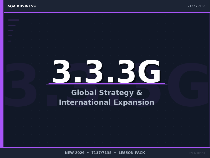 NEW 2026 AQA AS & A-Level Business 7137/7138 – 3.3.3G Global Strategy  – LESSON PACK