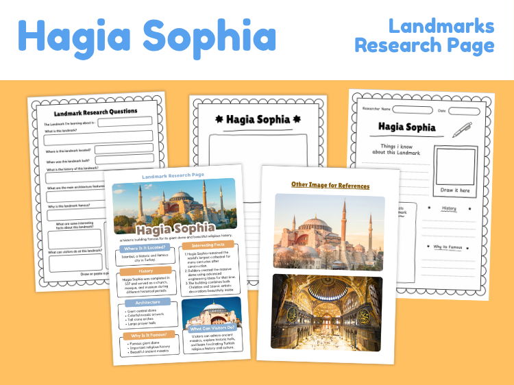 Hagia Sophia Landmark Research Project | History & Architecture Worksheets