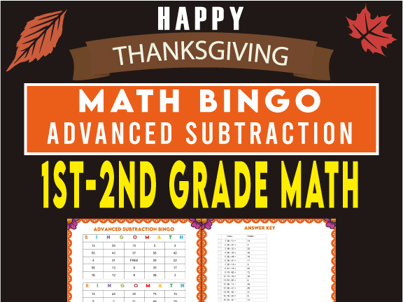 Thanksgiving Subtraction Challenge BINGO!  Advanced Borrowing & Multi-Digit Review