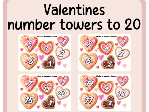 Valentines - number towers to 10 and 20