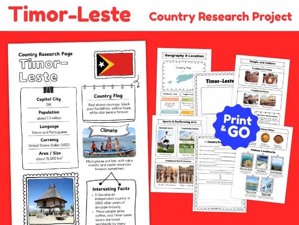 Timor-Leste Geography Research Project | Printable Activities