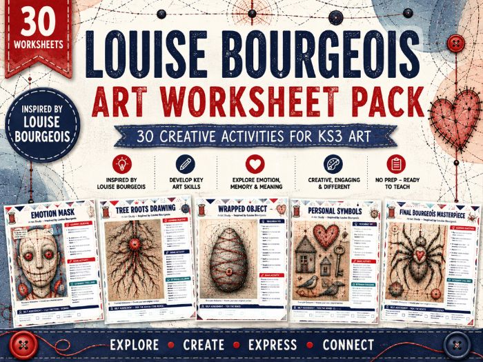 Louise Bourgeois Art Worksheets – 30 Creative KS3 Art Activities | Artist Study Resource Pack