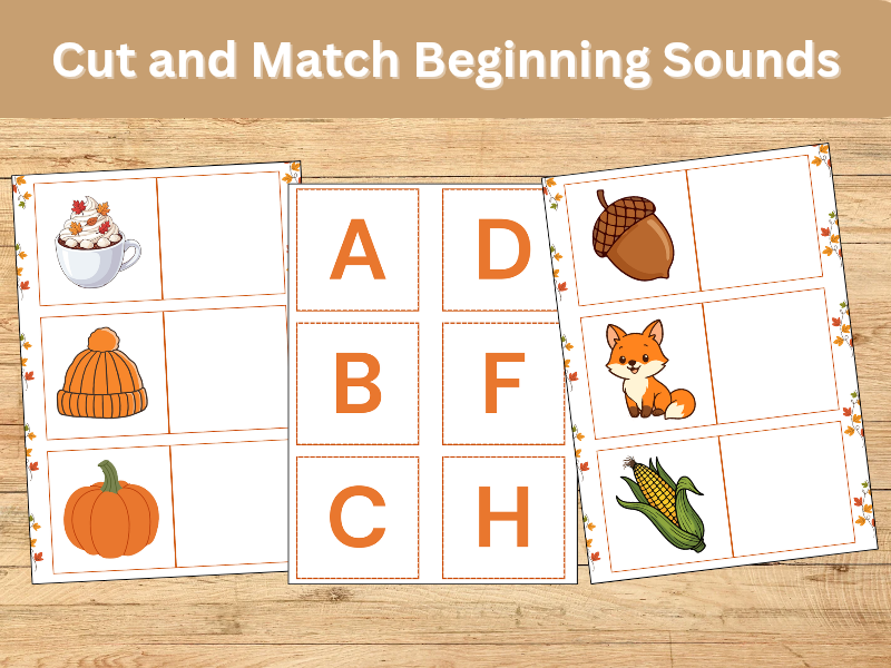 Autumn Phonics – Cut and Match Beginning Sounds