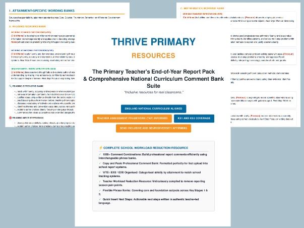 Primary School Report Writing Toolkit KS1 & KS2 • National Curriculum Aligned • SEND
