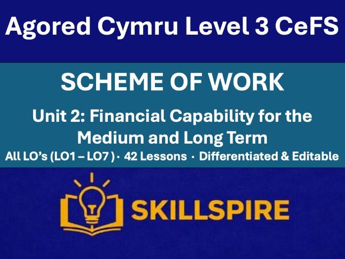 Agored Cymru L3 CeFS Complete Scheme of Work | U2: Financial Capability for the Medium and Long Term