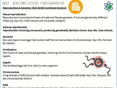 B12/ FREE Knowledge Organiser & Quick Retrieval With Answers / GCSE / AQA/ Combined Science
