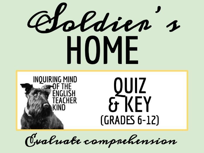 "Soldier's Home" by Ernest Hemingway Quiz and Answer Key (Historical Fiction)
