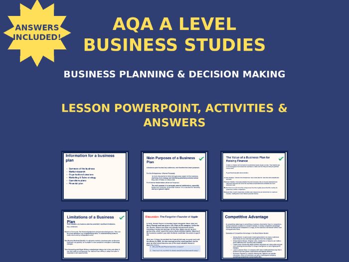 Business Planning and Decision Making - AQA A-Level Business Studies New Spec - Powerpoint