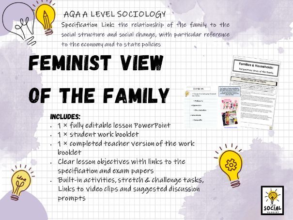 AQA A level Sociology -  Families & Households - Feminism & the Family